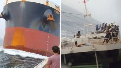 Video / Širi se dramatičan snimak sudara teretnog broda i ribarice kod Singapura