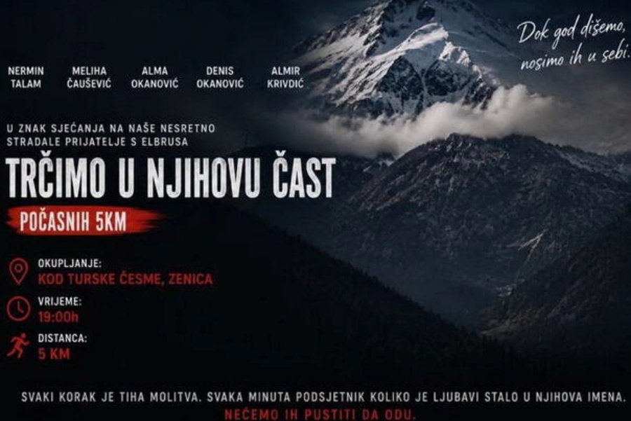 'DOK GOD DIŠEMO, NOSIMO IH U SEBI': Zeničani večeras odaju počast stradalim planinarima na Elbrusu