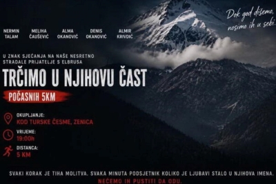 'DOK GOD DIŠEMO, NOSIMO IH U SEBI': Zeničani večeras odaju počast stradalim planinarima na Elbrusu