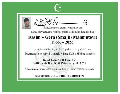 U Americi na Ahiret preselio Rasim – Gera (Smajil) Mahmutović