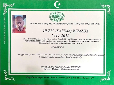 Na Ahiret preselio Husić (Kasima) Remzija