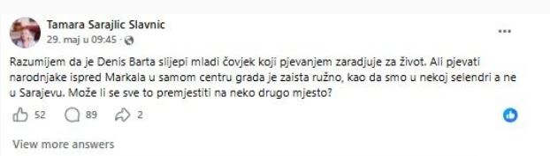 Objava Sarajke podigla prašinu: “Razumijem da Denis pjevanjem zarađuje za život, ali je ružno pjevati narodnjake u centru Sarajeva, kao da smo selendra”