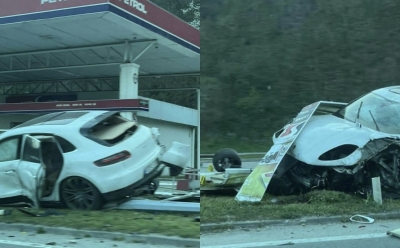 Nesreća u Stuparima: Vozač automobilom udario u tablu s cijenama ispred benzinske pumpe