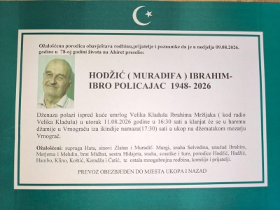 Na Ahiret preselio Hodžić Ibrahim – Ibro Policajac