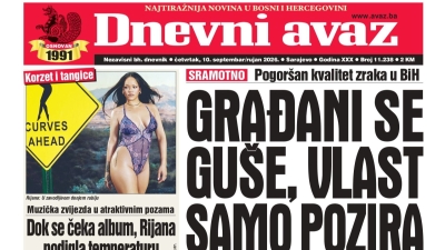 U današnjem "Dnevnom avazu" čitajte: Građani se guše, vlast samo pozira