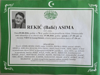 Na Ahiret preselila Rekić (Balić) Asima