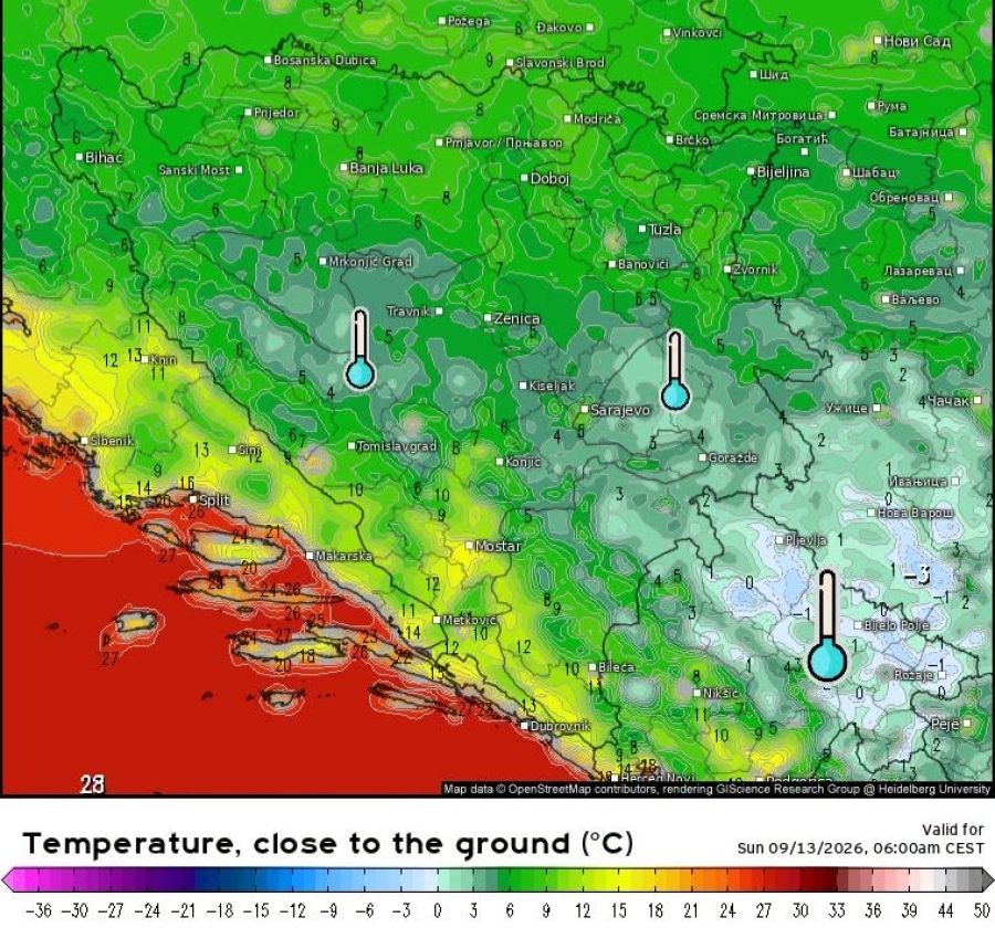 GOTOVO NESTVARNA PROGNOZA: U BiH sutra ujutro moguć mraz, temperature idu u minus!