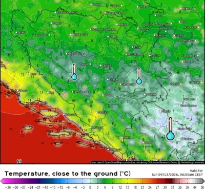 GOTOVO NESTVARNA PROGNOZA: U BiH sutra ujutro moguć mraz, temperature idu u minus!