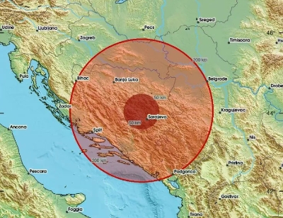 Zemljotres rano jutros pogodio područje BiH, epicentar 12 km istočno od Sarajeva