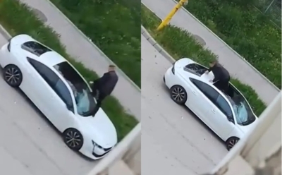 Nevjerovatna scena u Tuzli: Palicom razbijao automobil, pa propao kroz krov