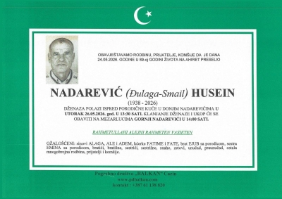 Na Ahiret preselio NADAREVIĆ (Đulaga-Smail) HUSEIN