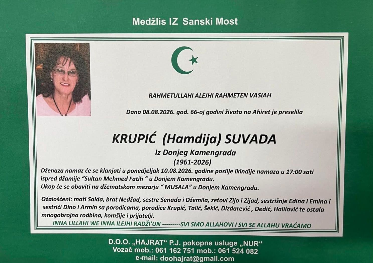 Na Ahiret preselila Krupić Suvada