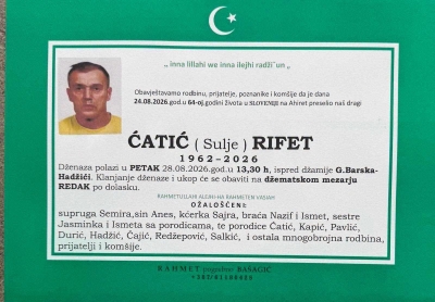 U Sloveniji na Ahiret preselio Ćatić (Sulje) Rifet