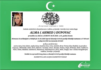 Tužna vijest rastužila porodicu i prijatelje: Prerano nas je napustila Alma Dupovac
