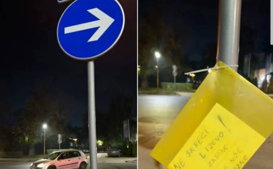 'NE SKREĆI LIJEVO, POLICIJA PIŠE KAZNE': Zbog poruke ispod saobraćajnog znaka 'zapalile' se društvene mreže