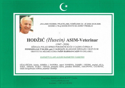 Na Ahiret preselio Hodžić (Husein) Asim - Veterinar