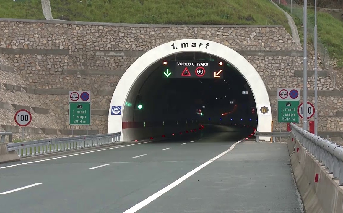 Zatvoren smjer Zenica - Lašva: U toku redovno servisiranje tunela 1.mart na autocesti A-1