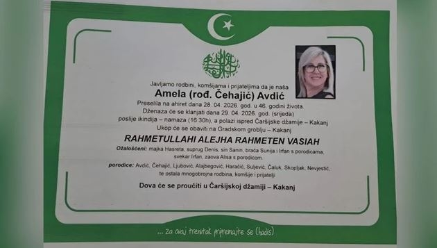 Kakanj zavijen u crno: Na ahiret preselila Amela Avdić. Danas će biti klanjana dženaza