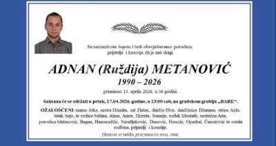 Poznat termin sahrane ubijenom Adnanu Metanoviću