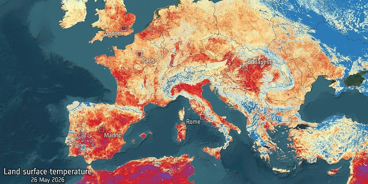 Toplotni talas u Evropi zabilježili i sateliti: Pogledajte kako sve izgleda kroz "oči" Evropske svemirske agencije