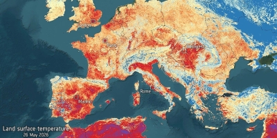 Toplotni talas u Evropi zabilježili i sateliti: Pogledajte kako sve izgleda kroz "oči" Evropske svemirske agencije