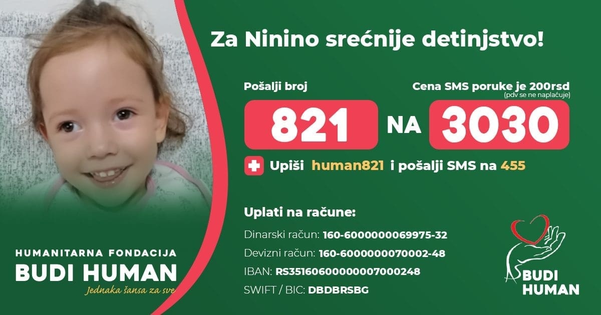 Apel za pomoć: Nina bije najvažniju životnu bitku!