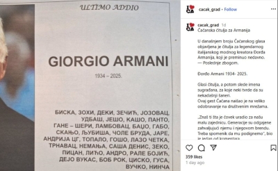 Bivši preprodavači odjeće iz Čačka objavili smrtovnicu Armaniju: Odali mu počast i nasmijali sve
