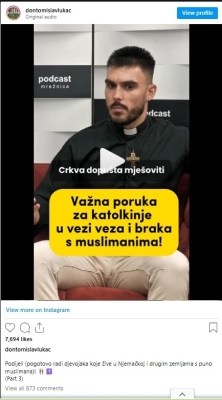 Mladi hrvatski svećenik upozorio katolkinje: 'Crkva dopušta brak sa muslimanom, ali pod jednim uvjetom'