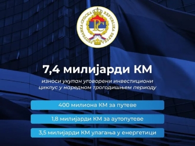 Investicioni ciklus u Srpskoj: Vrijednost projekata 7,4 milijarde KM u naredne tri godine