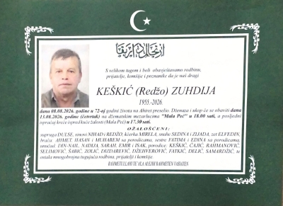 Na Ahiret preselio KEŠKIĆ (Redžo) ZUHDIJA