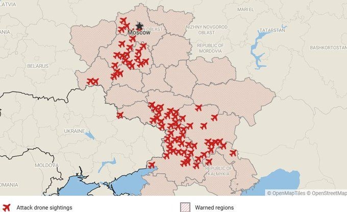 Stotine ukrajinskih dronova iznad Rusije: Na udaru Moskva i energetska postrojenja
